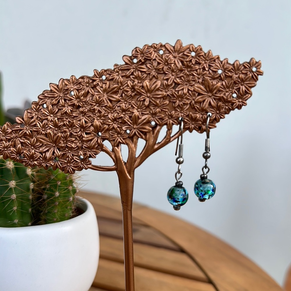 Blue marble earrings  ✨